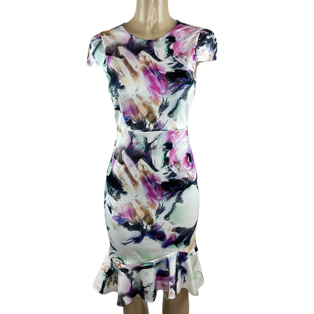 Betsey Johnson Scuba Crepe Ruffle Hem Dress